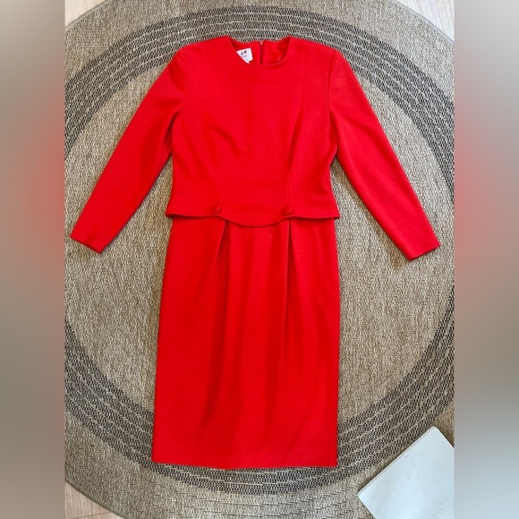 Vintage Dresses & Skirts - Vintage red Caron Chicago Red Long Sleeve Dress size 10